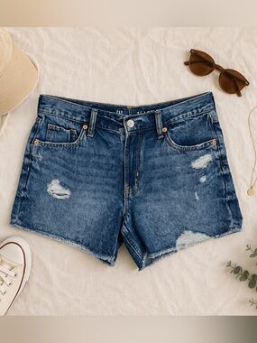 GAP Kids Distressed Low Stride Denim Shorts Size 14 Plus GIRLS 100% Cotton